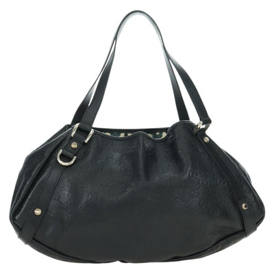 GUCCI Guccissima GG Canvas Abbey Tote Bag Leather Black Gold 130736 Auth 179098V - 0