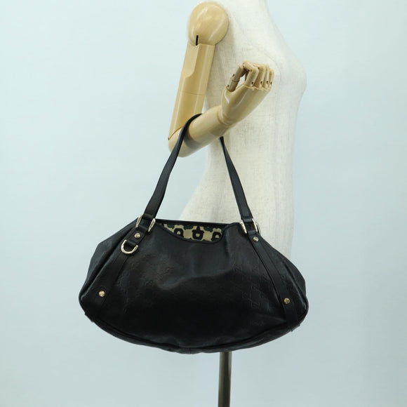GUCCI Guccissima GG Canvas Abbey Tote Bag Leather Black Gold 130736 Auth 179098V