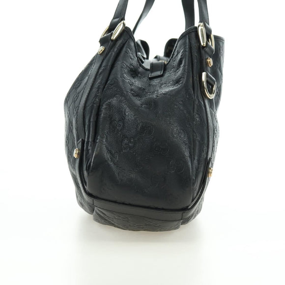 GUCCI Guccissima GG Canvas Abbey Tote Bag Leather Black Gold 130736 Auth 179098V
