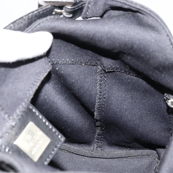 FENDI Mamma Baguette Shoulder Bag Nylon Black Silver Auth 179099