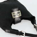FENDI Mamma Baguette Shoulder Bag Nylon Black Silver Auth 179099-6