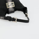 FENDI Mamma Baguette Shoulder Bag Nylon Black Silver Auth 179099-7