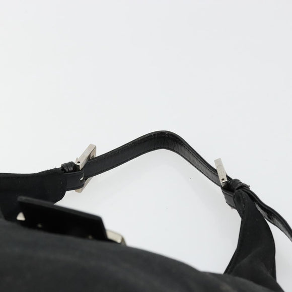 FENDI Mamma Baguette Shoulder Bag Nylon Black Silver Auth 179099
