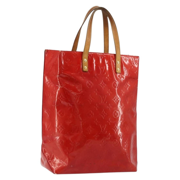 LOUIS VUITTON Monogram Vernis Reade MM Hand Bag Red Rouge M91086 LV Auth 179101