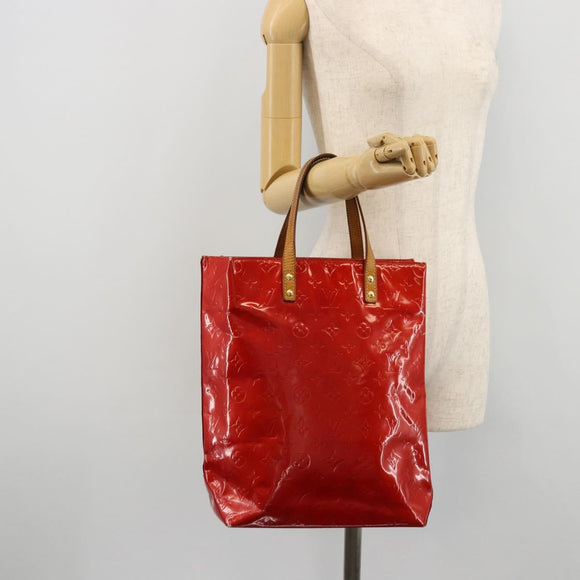 LOUIS VUITTON Monogram Vernis Reade MM Hand Bag Red Rouge M91086 LV Auth 179101