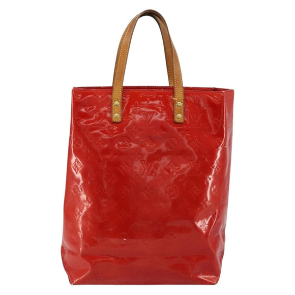 LOUIS VUITTON Monogram Vernis Reade MM Hand Bag Red Rouge M91086 LV Auth 179101