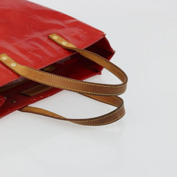 LOUIS VUITTON Monogram Vernis Reade MM Hand Bag Red Rouge M91086 LV Auth 179101