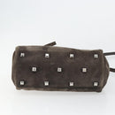 Salvatore Ferragamo Gancini Studio Hand Bag Suede 2way Gray Silver Auth 179102A-11