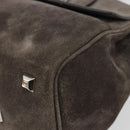 Salvatore Ferragamo Gancini Studio Hand Bag Suede 2way Gray Silver Auth 179102A-12