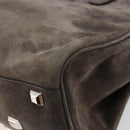 Salvatore Ferragamo Gancini Studio Hand Bag Suede 2way Gray Silver Auth 179102A-14