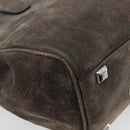 Salvatore Ferragamo Gancini Studio Hand Bag Suede 2way Gray Silver Auth 179102A-15