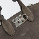 Salvatore Ferragamo Gancini Studio Hand Bag Suede 2way Gray Silver Auth 179102A-16
