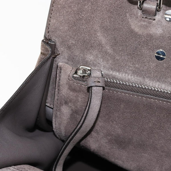Salvatore Ferragamo Gancini Studio Hand Bag Suede 2way Gray Silver Auth 179102A