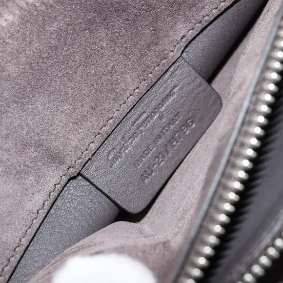 Salvatore Ferragamo Gancini Studio Hand Bag Suede 2way Gray Silver Auth 179102A