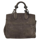 Salvatore Ferragamo Gancini Studio Hand Bag Suede 2way Gray Silver Auth 179102A-3