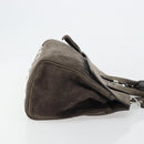 Salvatore Ferragamo Gancini Studio Hand Bag Suede 2way Gray Silver Auth 179102A-4