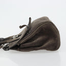 Salvatore Ferragamo Gancini Studio Hand Bag Suede 2way Gray Silver Auth 179102A-5