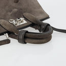 Salvatore Ferragamo Gancini Studio Hand Bag Suede 2way Gray Silver Auth 179102A-7