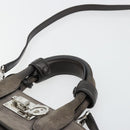 Salvatore Ferragamo Gancini Studio Hand Bag Suede 2way Gray Silver Auth 179102A-8