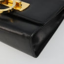 Salvatore Ferragamo Gancini Chain Shoulder Bag Leather Black Gold Auth 179103-9