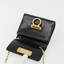 Salvatore Ferragamo Gancini Chain Shoulder Bag Leather Black Gold Auth 179103-10