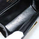 Salvatore Ferragamo Gancini Chain Shoulder Bag Leather Black Gold Auth 179103-11