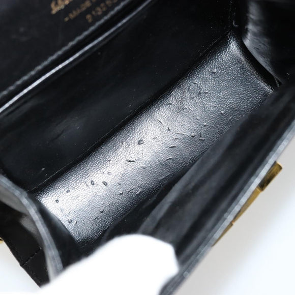 Salvatore Ferragamo Gancini Chain Shoulder Bag Leather Black Gold Auth 179103