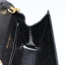 Salvatore Ferragamo Gancini Chain Shoulder Bag Leather Black Gold Auth 179103-18