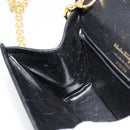 Salvatore Ferragamo Gancini Chain Shoulder Bag Leather Black Gold Auth 179103-19
