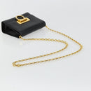 Salvatore Ferragamo Gancini Chain Shoulder Bag Leather Black Gold Auth 179103-7