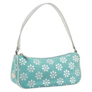 CELINE Shoulder Bag Suede Silver Turquoise Blue Auth 179104A-1