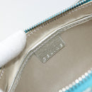 CELINE Shoulder Bag Suede Silver Turquoise Blue Auth 179104A-19