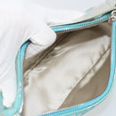 CELINE Shoulder Bag Suede Silver Turquoise Blue Auth 179104A-10