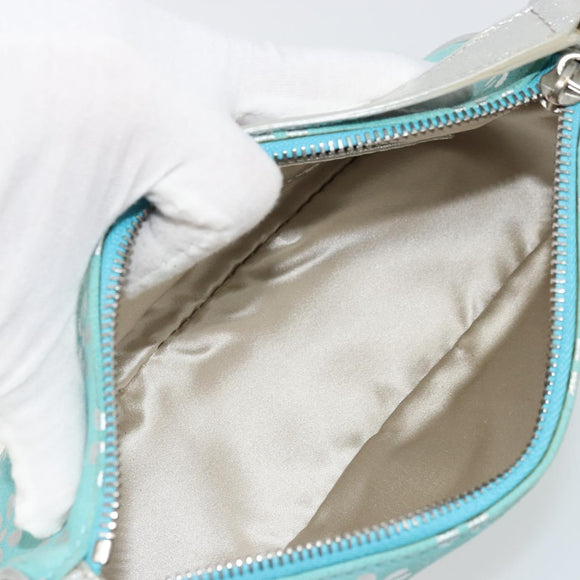 CELINE Shoulder Bag Suede Silver Turquoise Blue Auth 179104A