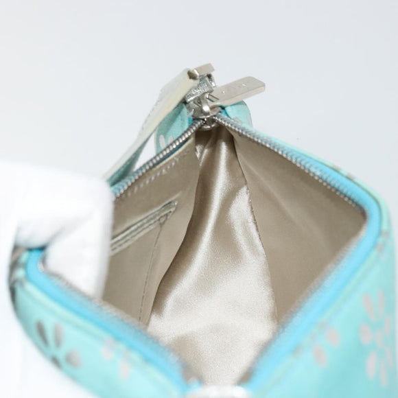 CELINE Shoulder Bag Suede Silver Turquoise Blue Auth 179104A