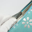 CELINE Shoulder Bag Suede Silver Turquoise Blue Auth 179104A-11