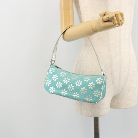 CELINE Shoulder Bag Suede Silver Turquoise Blue Auth 179104A