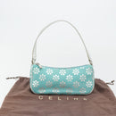 CELINE Shoulder Bag Suede Silver Turquoise Blue Auth 179104A-12