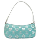 CELINE Shoulder Bag Suede Silver Turquoise Blue Auth 179104A-2