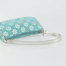 CELINE Shoulder Bag Suede Silver Turquoise Blue Auth 179104A-7