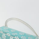 CELINE Shoulder Bag Suede Silver Turquoise Blue Auth 179104A-14