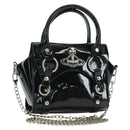 Vivienne Westwood Chain Betty Bag Patent leather 2way Black Silver Auth 179105V-1