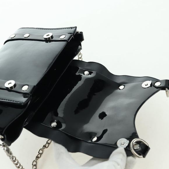 Vivienne Westwood Chain Betty Bag Lackleder 2-Wege Schwarz Silber Auth 179105V