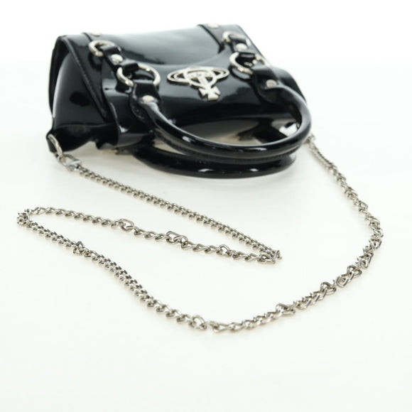 Vivienne Westwood Chain Betty Bag Lackleder 2-Wege Schwarz Silber Auth 179105V