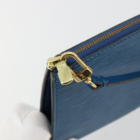 LOUIS VUITTON Epi Pochette Accessoires Beutel Blau M52985 LV Auth 179106A