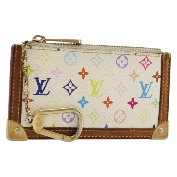 LOUIS VUITTON Monogram Multicolor Pochette Cles Purse White M92655 Auth 179112