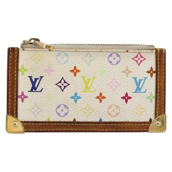 LOUIS VUITTON Monogram Multicolor Pochette Cles Purse White M92655 Auth 179112