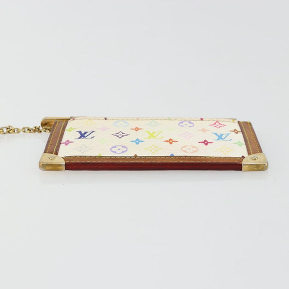 LOUIS VUITTON Monogram Multicolor Pochette Cles Purse White M92655 Auth 179112