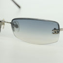 CHANEL COCO Mark Sunglasses metal Silver tone CC Auth 179115V-8