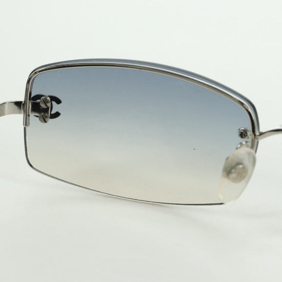 CHANEL COCO Mark Sonnenbrille Metall Silberfarben CC Authentisch 179115V
